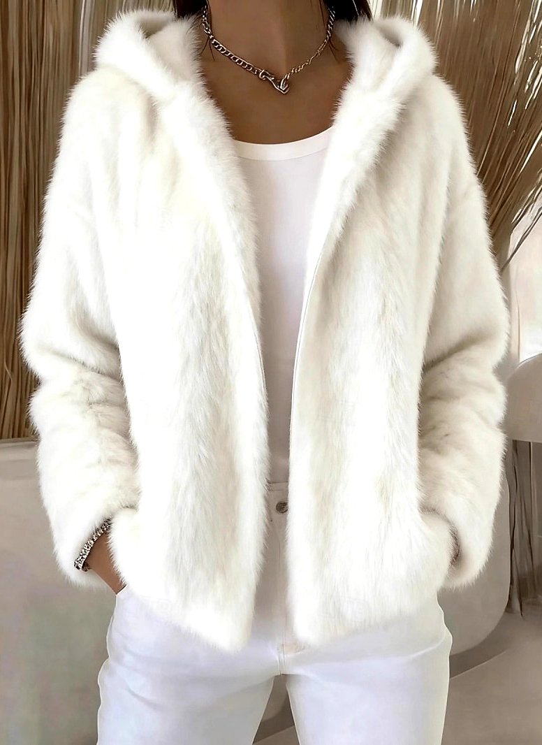 Damen Winter Oberbekleidung Lässig Unifarben Langarm Kapuze Jacke
