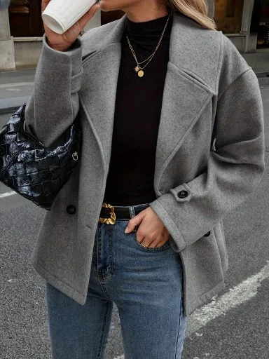 Damen Frühling/Herbst Oberbekleidung Lässig Unifarben Langarm Schalkragen Jacke