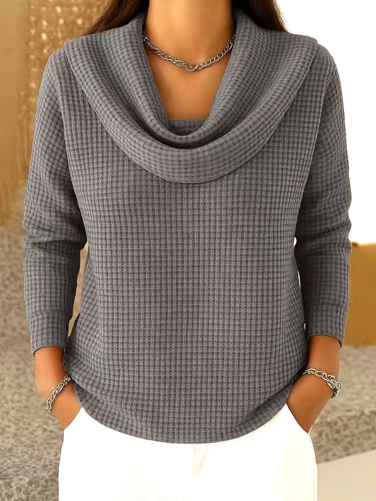 Lässig Unifarben Mock Neck Langarm T-Shirt