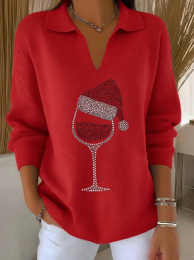 Damen Weihnachten Langarm Bequem Lässig Print Pullover