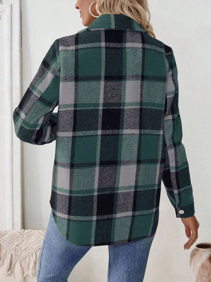 Damen Frühling/Herbst Oberbekleidung Lässig Geometrisch Langarm Hemdkragen Jacke