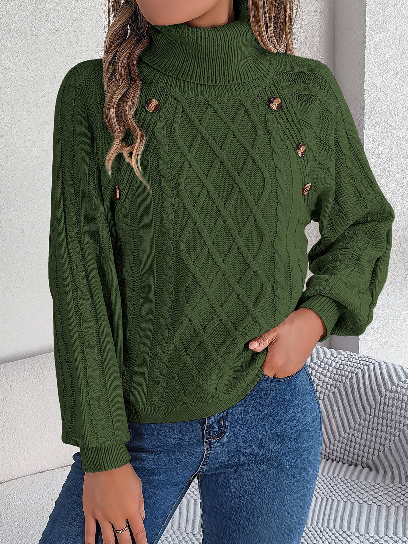 Damen Baumwolle Unifarben Langarm Bequem Lässig Pullover