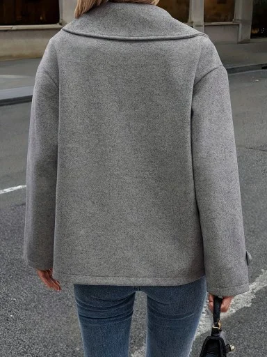 Damen Frühling/Herbst Oberbekleidung Lässig Unifarben Langarm Schalkragen Jacke