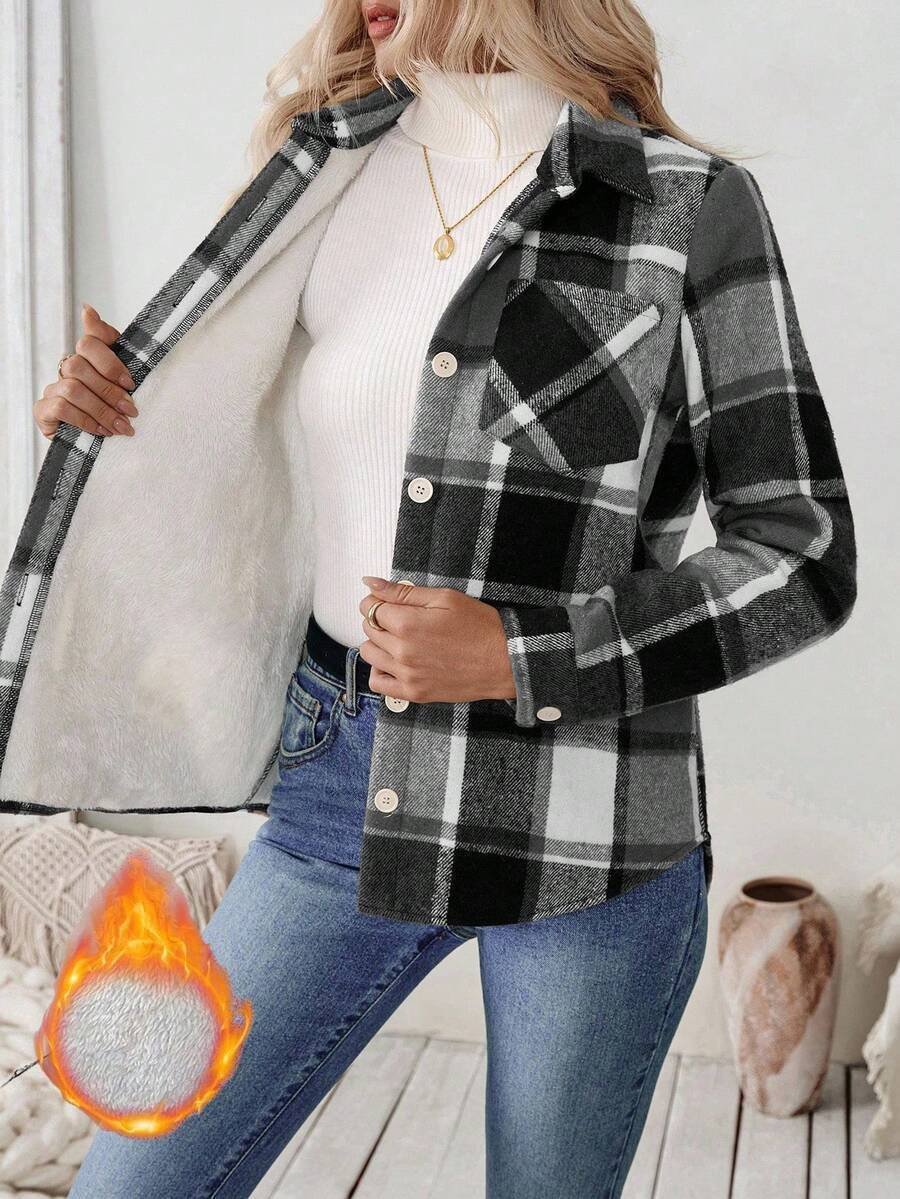 Damen Frühling/Herbst Oberbekleidung Lässig Geometrisch Langarm Hemdkragen Jacke