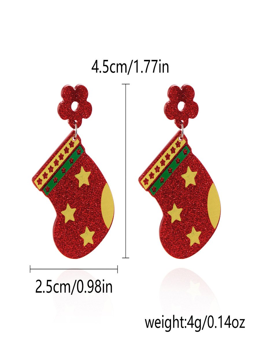 Weihnachten Ohrringe Fashion Acryl Print Weihnachtsbaum Weihnachten Strümpfe Handschuhe Patchwork Ohrringe Weihnachten Urlaub Party Ohrringe