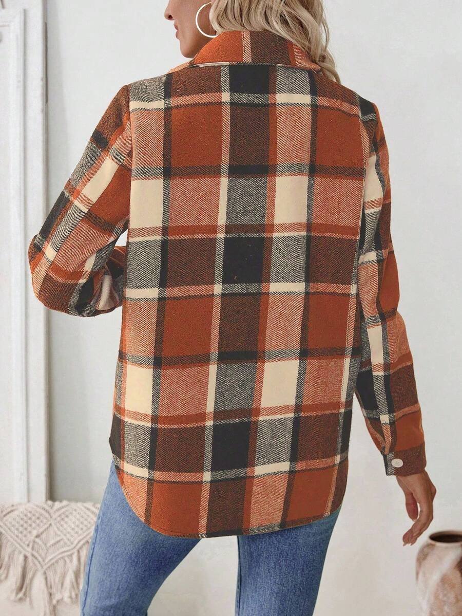 Damen Frühling/Herbst Oberbekleidung Lässig Geometrisch Langarm Hemdkragen Jacke