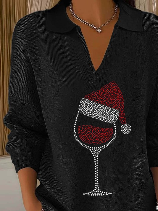 Damen Weihnachten Langarm Bequem Lässig Print Pullover