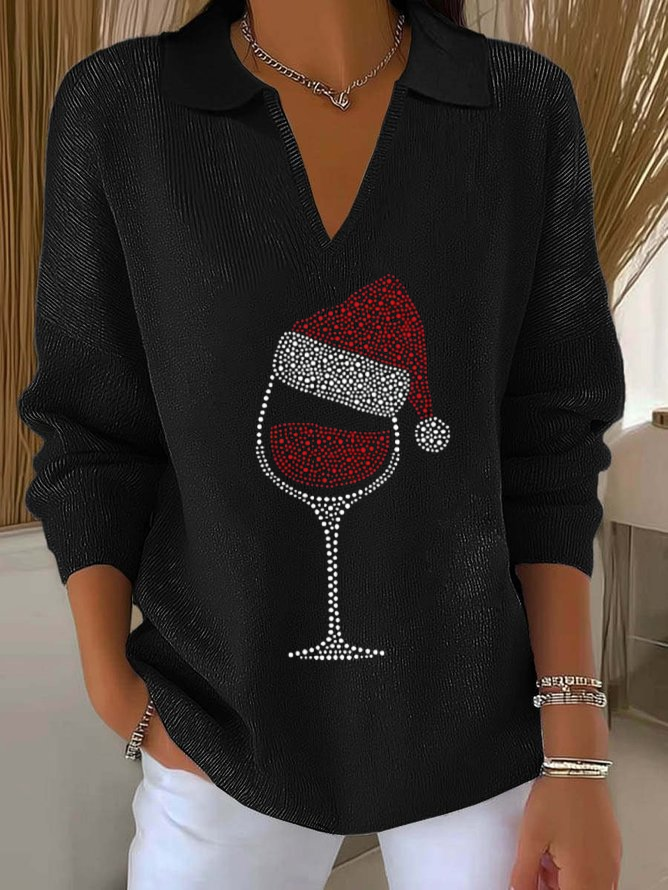 Damen Weihnachten Langarm Bequem Lässig Print Pullover