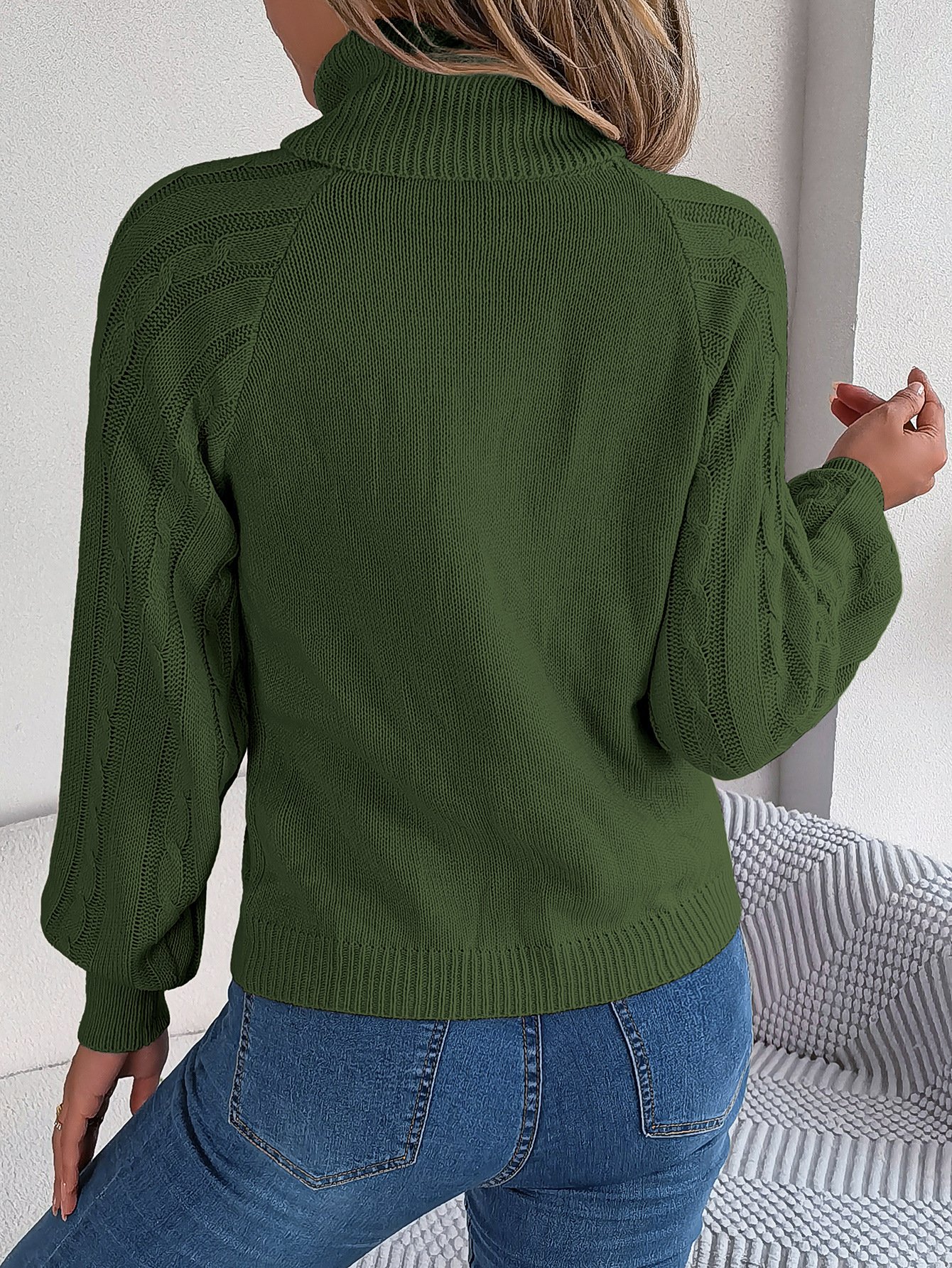 Damen Baumwolle Unifarben Langarm Bequem Lässig Pullover