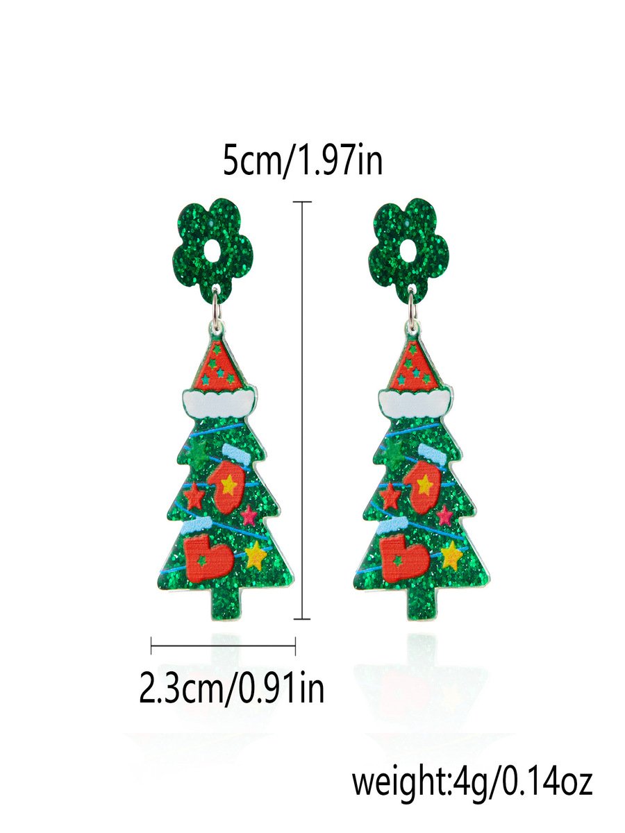 Weihnachten Ohrringe Fashion Acryl Print Weihnachtsbaum Weihnachten Strümpfe Handschuhe Patchwork Ohrringe Weihnachten Urlaub Party Ohrringe