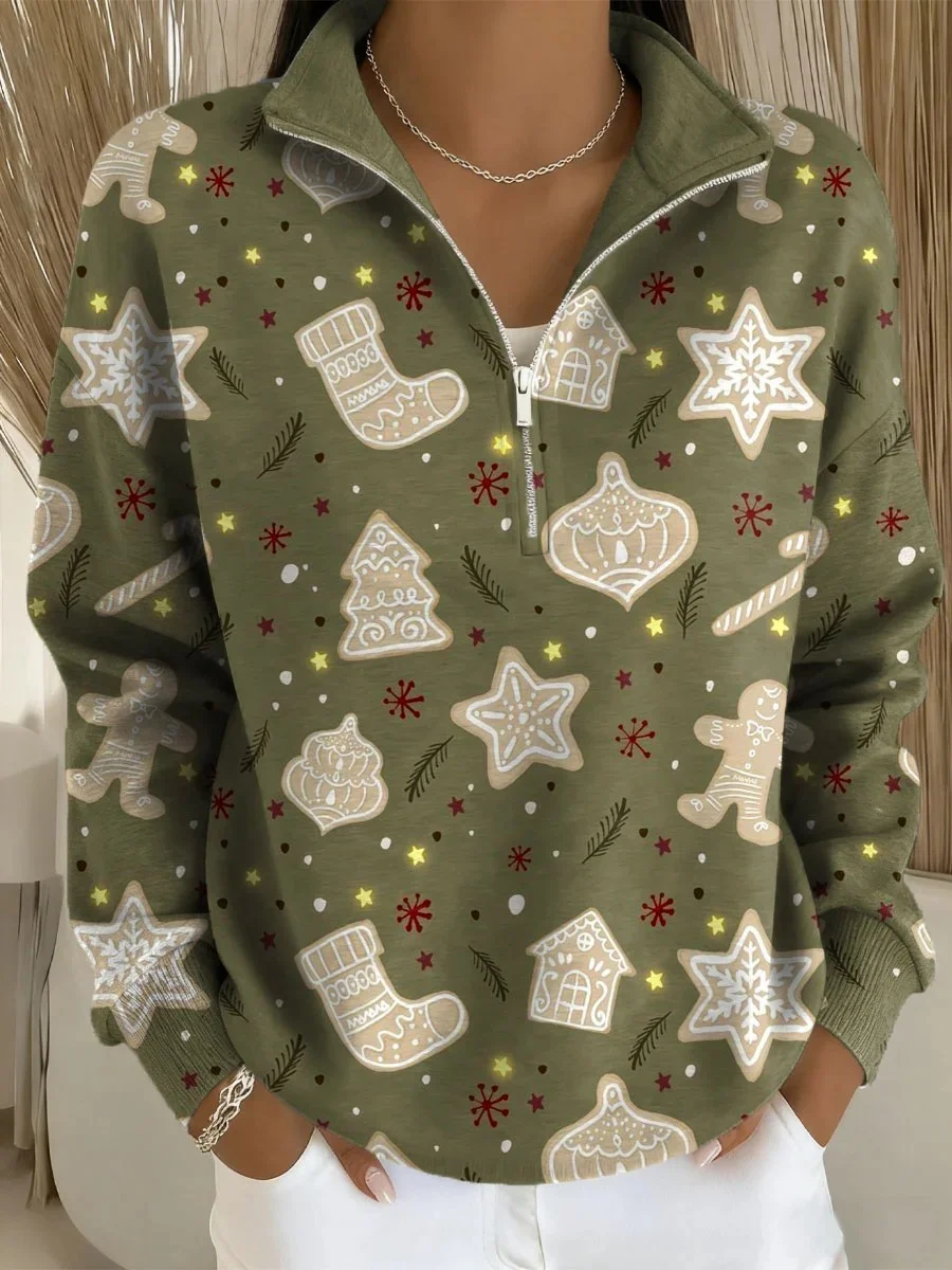 Damen Weihnachten Langarm Bequem Lässig Pullover