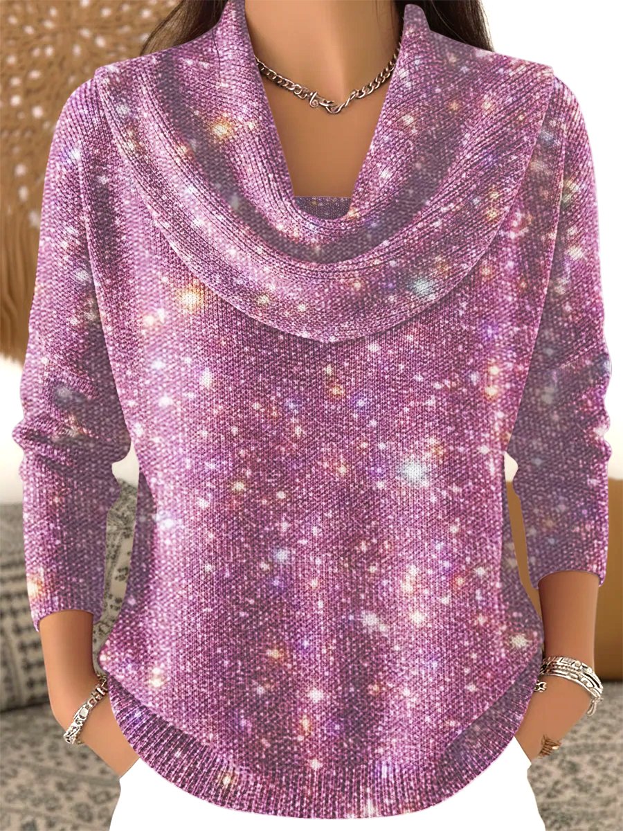 Damen Baumwolle Unifarben Langarm Bequem Lässig Pullover