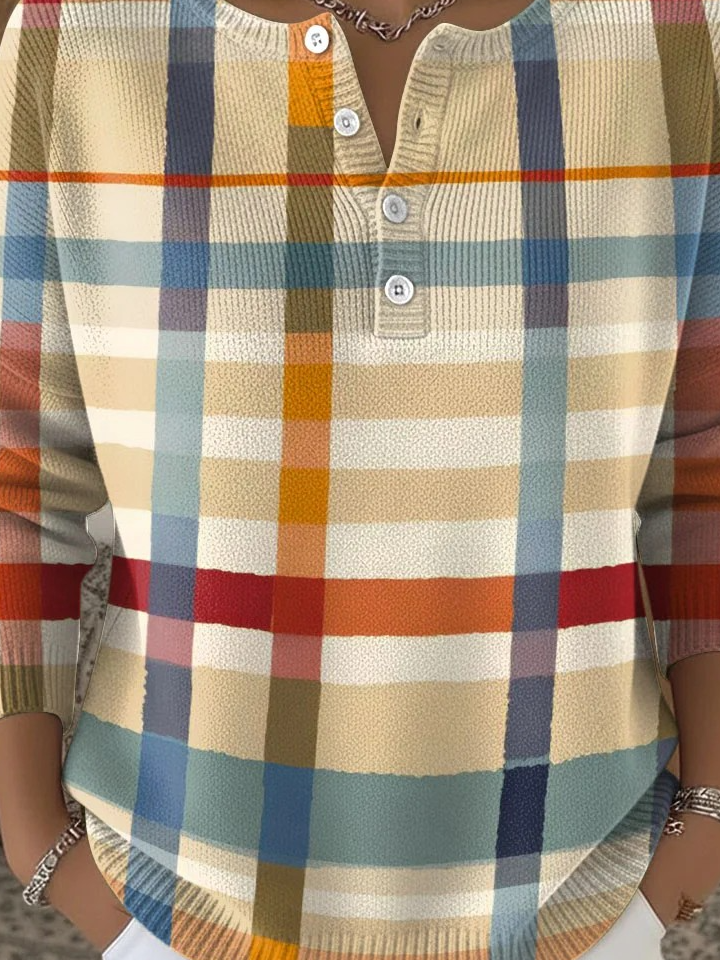 Damen Geometrisch Langarm Bequem Lässig Pullover