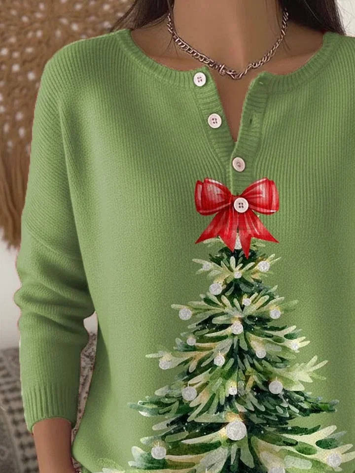 Damen Weihnachten Langarm Bequem Lässig Pullover