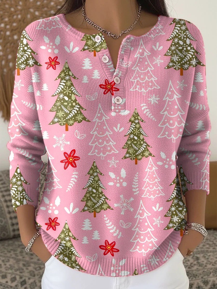 Damen Weihnachten Langarm Bequem Lässig Pullover
