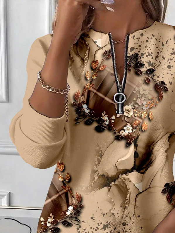 Lässig Rundhals Abstrakt Sweatshirt Print