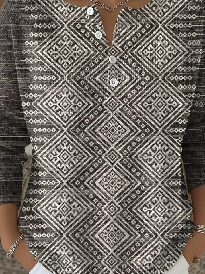 Damen Geometrisch Langarm Bequem Lässig Pullover