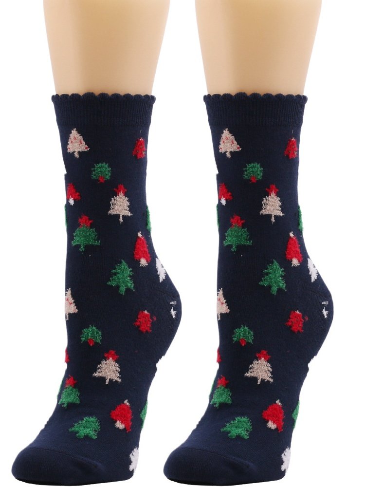 Damen Weihnachten Socken Herbst und Winter Pelz Socken Weihnachtsmann Elch Weihnachtsbaum Schneemann Schneeflocke Gestreift Geschenk Mittelrohr Weihnachten Socken