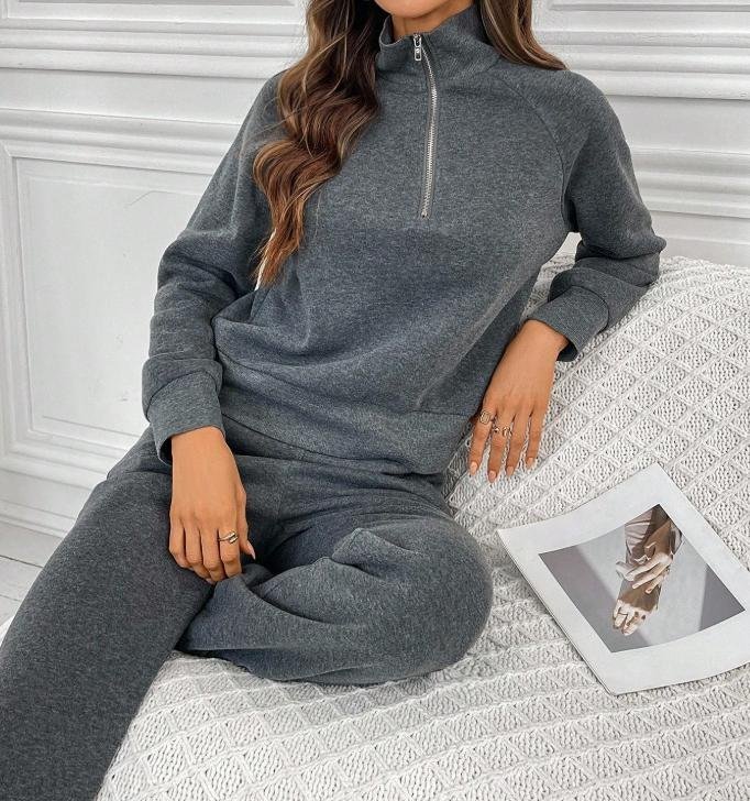Damen Unifarben Zweiteiliges Set Täglich Langarm Lässig Frühling/Herbst Bluse mit Hose Matching Set