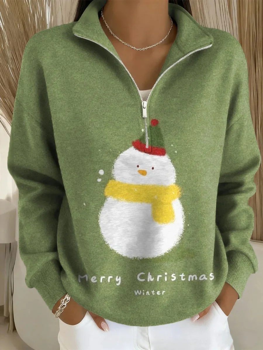 Damen Weihnachten Langarm Bequem Lässig Pullover