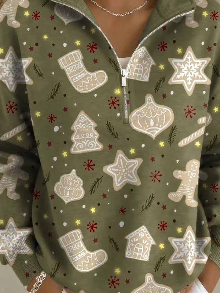 Damen Weihnachten Langarm Bequem Lässig Pullover
