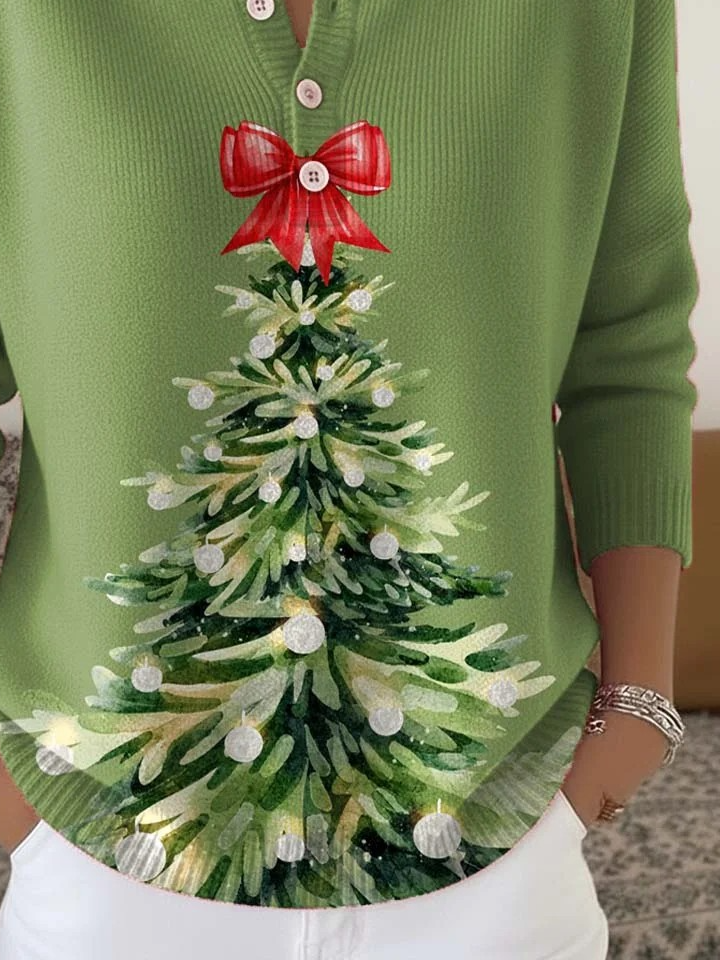 Damen Weihnachten Langarm Bequem Lässig Pullover