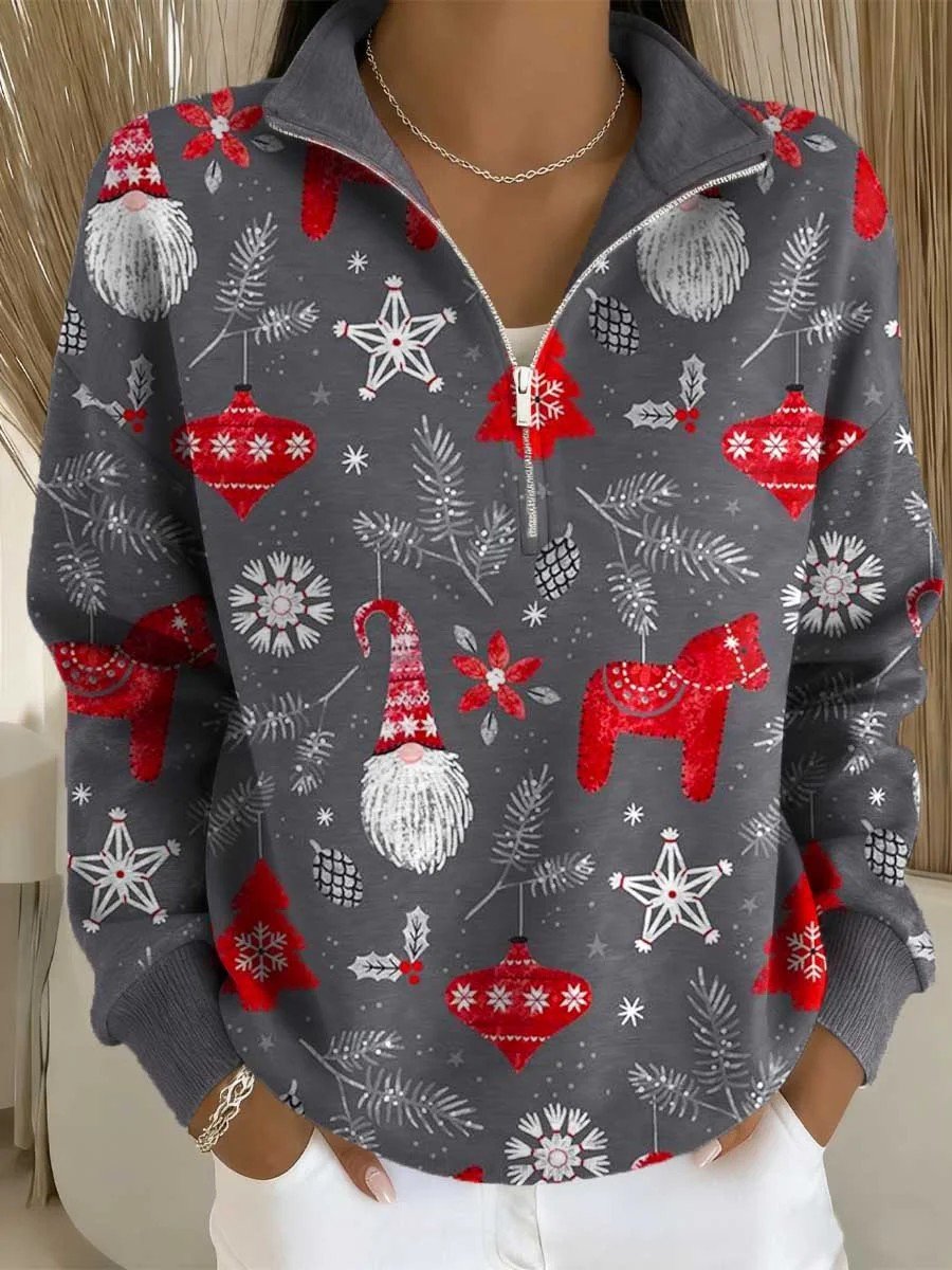 Damen Weihnachten Langarm Bequem Lässig Pullover