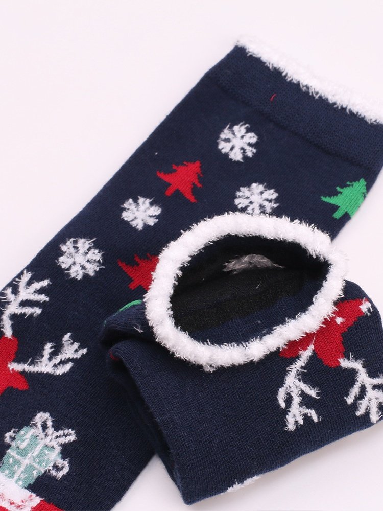 Damen Weihnachten Socken Herbst und Winter Pelz Socken Weihnachtsmann Elch Weihnachtsbaum Schneemann Schneeflocke Gestreift Geschenk Mittelrohr Weihnachten Socken