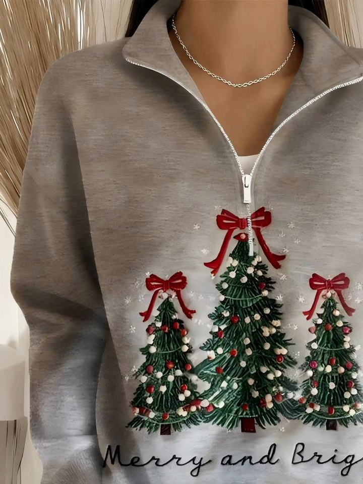 Damen Weihnachten Langarm Bequem Lässig Pullover