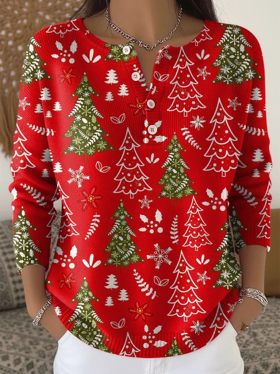 Damen Weihnachten Langarm Bequem Lässig Pullover