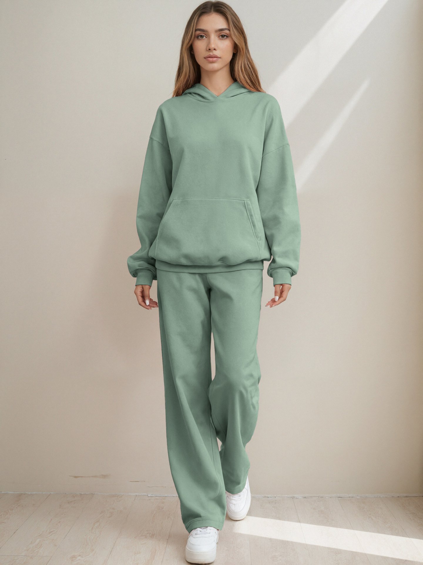 Damen Unifarben Zweiteiliges Set Täglich Langarm Lässig Frühling/Herbst Bluse mit Hose Matching Set