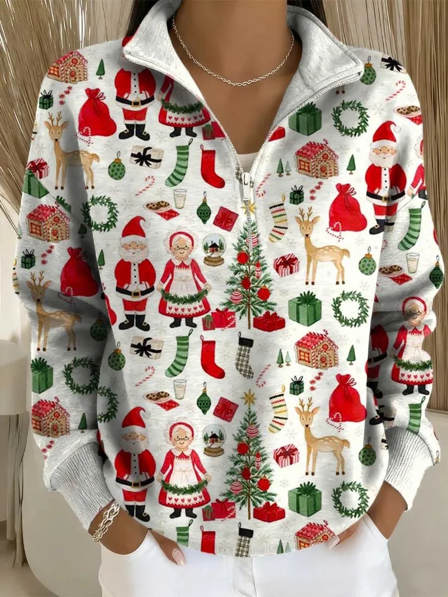 Damen Weihnachten Langarm Bequem Lässig Pullover