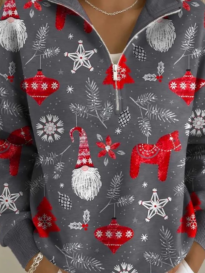 Damen Weihnachten Langarm Bequem Lässig Pullover