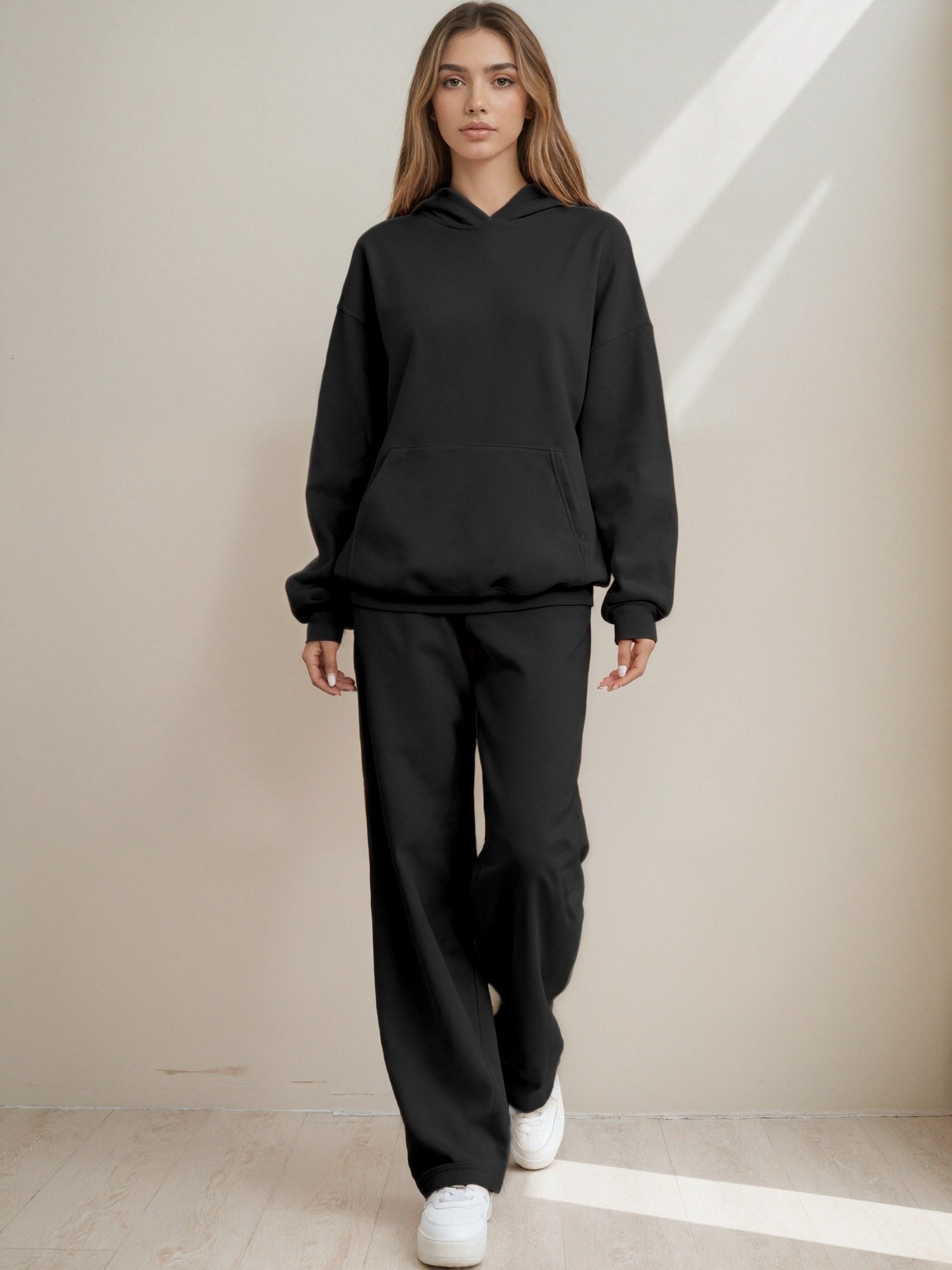 Damen Unifarben Zweiteiliges Set Täglich Langarm Lässig Frühling/Herbst Bluse mit Hose Matching Set