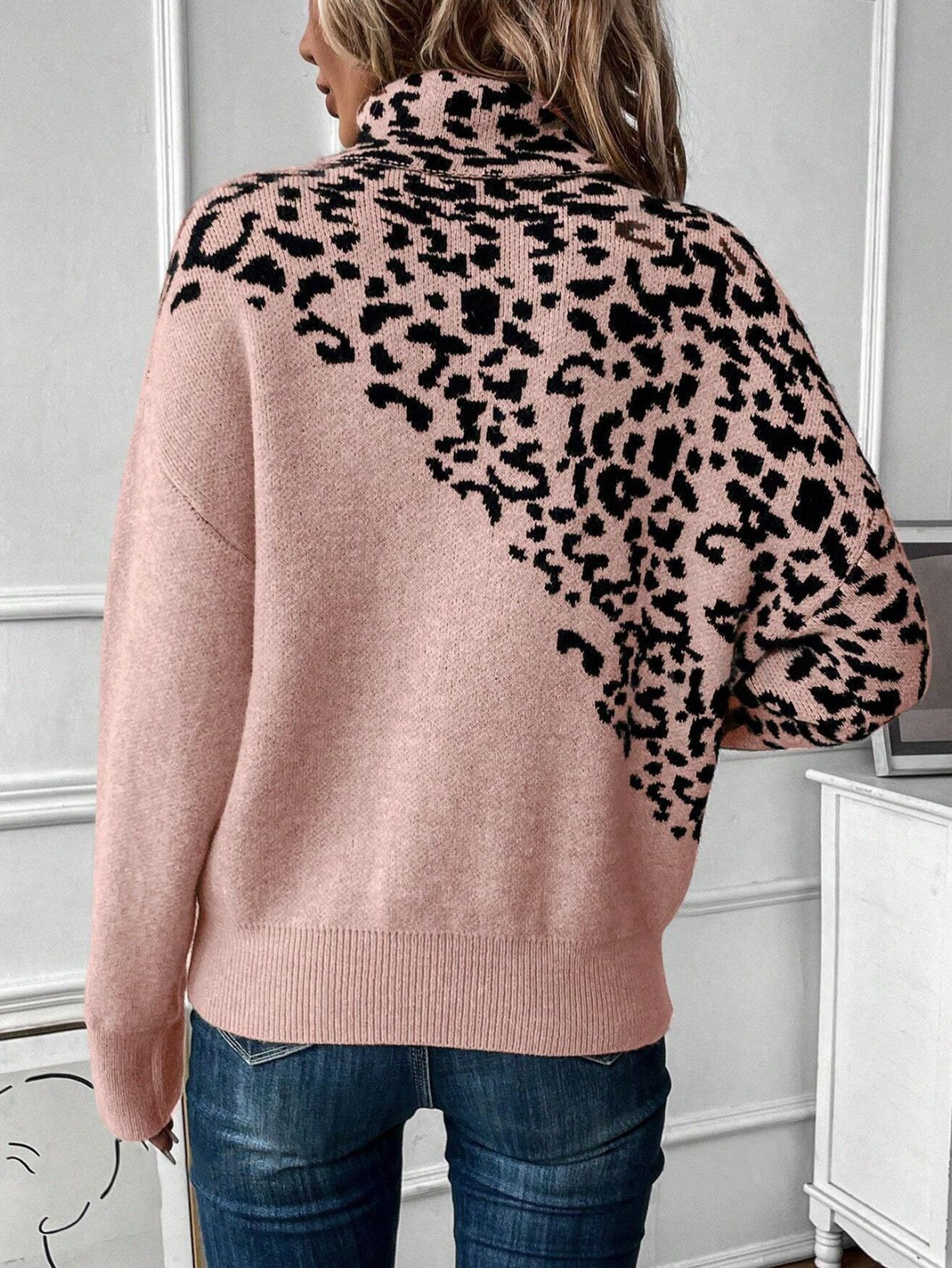 Damen Baumwolle Farbblock Langarm Bequem Lässig Pullover