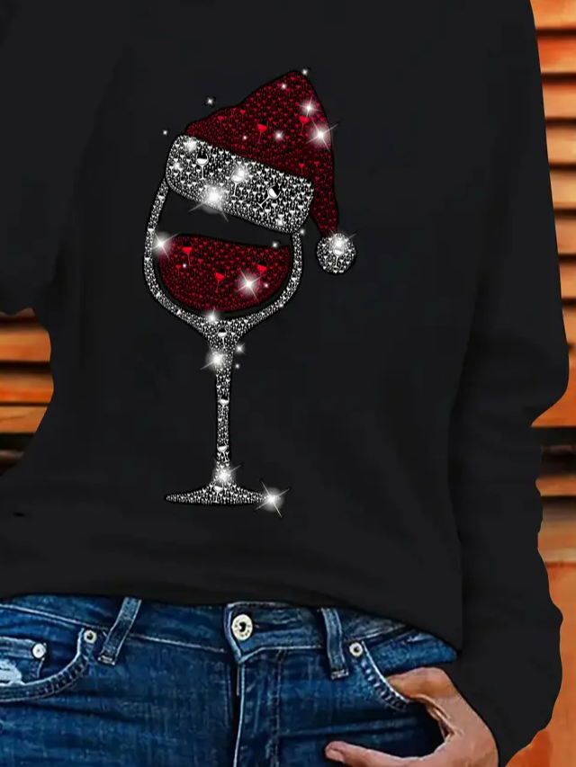 Lässig Weihnachten Rundhals Langarm T-Shirt