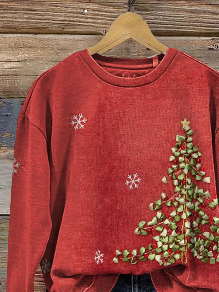 Lässig Rundhals Weihnachten Sweatshirt Print
