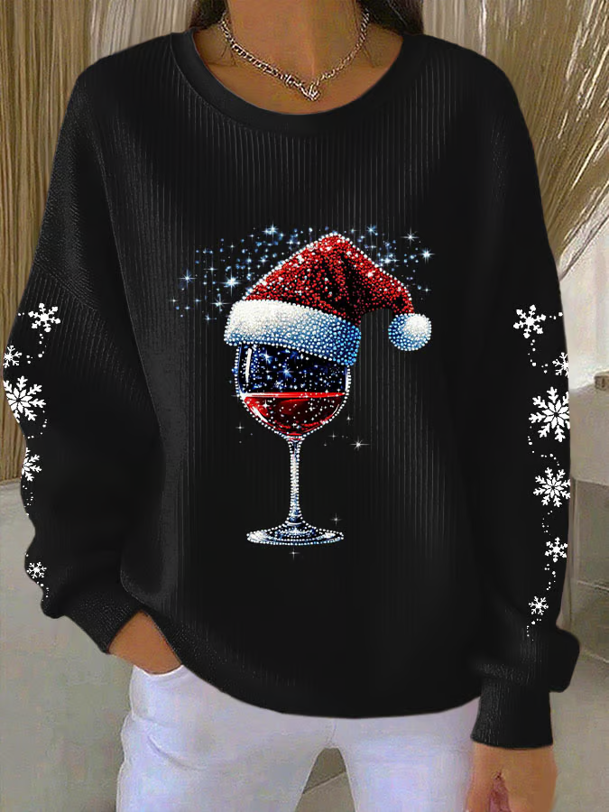 Lässig Rundhals Weihnachten Sweatshirt Print