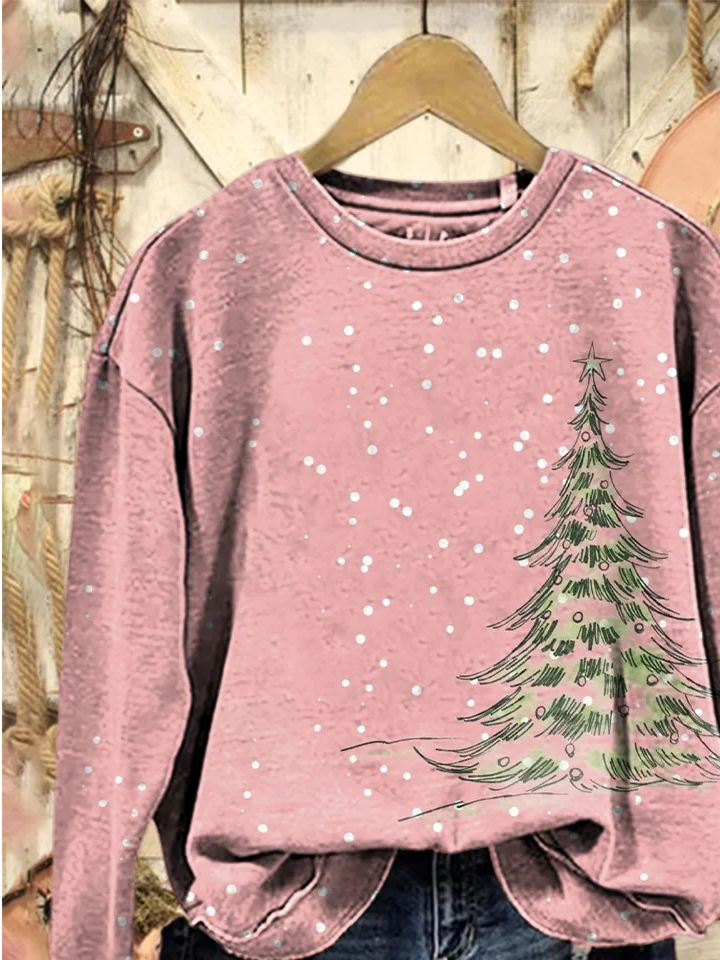 Lässig Rundhals Weihnachten Sweatshirt Print