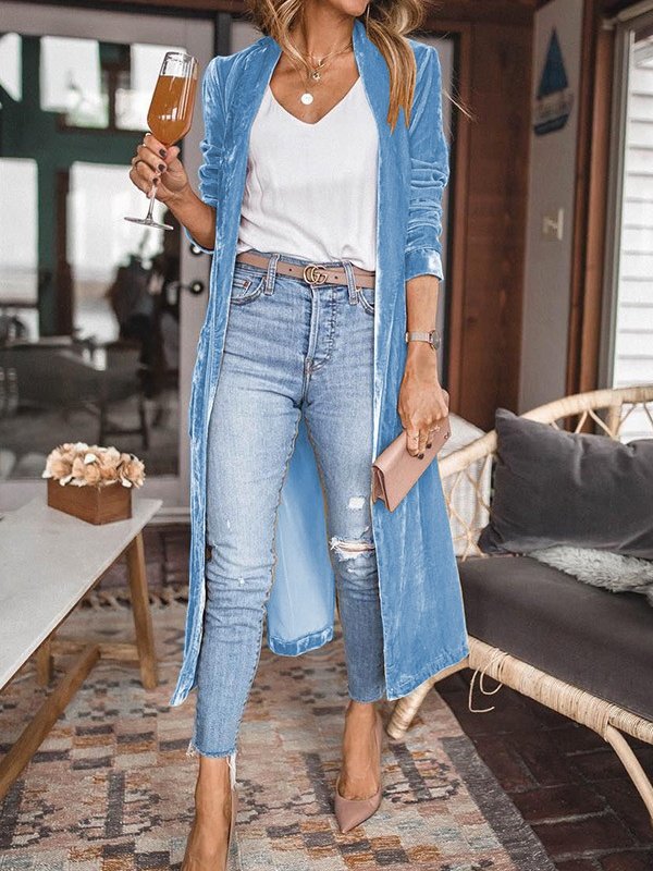 Damen Frühling/Herbst Oberbekleidung Retro Nahtverarbeitung Unifarben Langarm Schalkragen Jacke