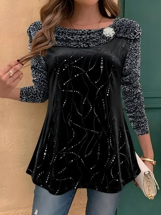 Lässig Gestreift Langarm T-Shirt