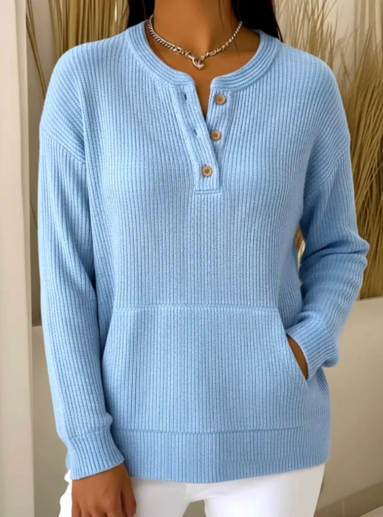 Lässig Unifarben V-Ausschnitt Langarm T-Shirt