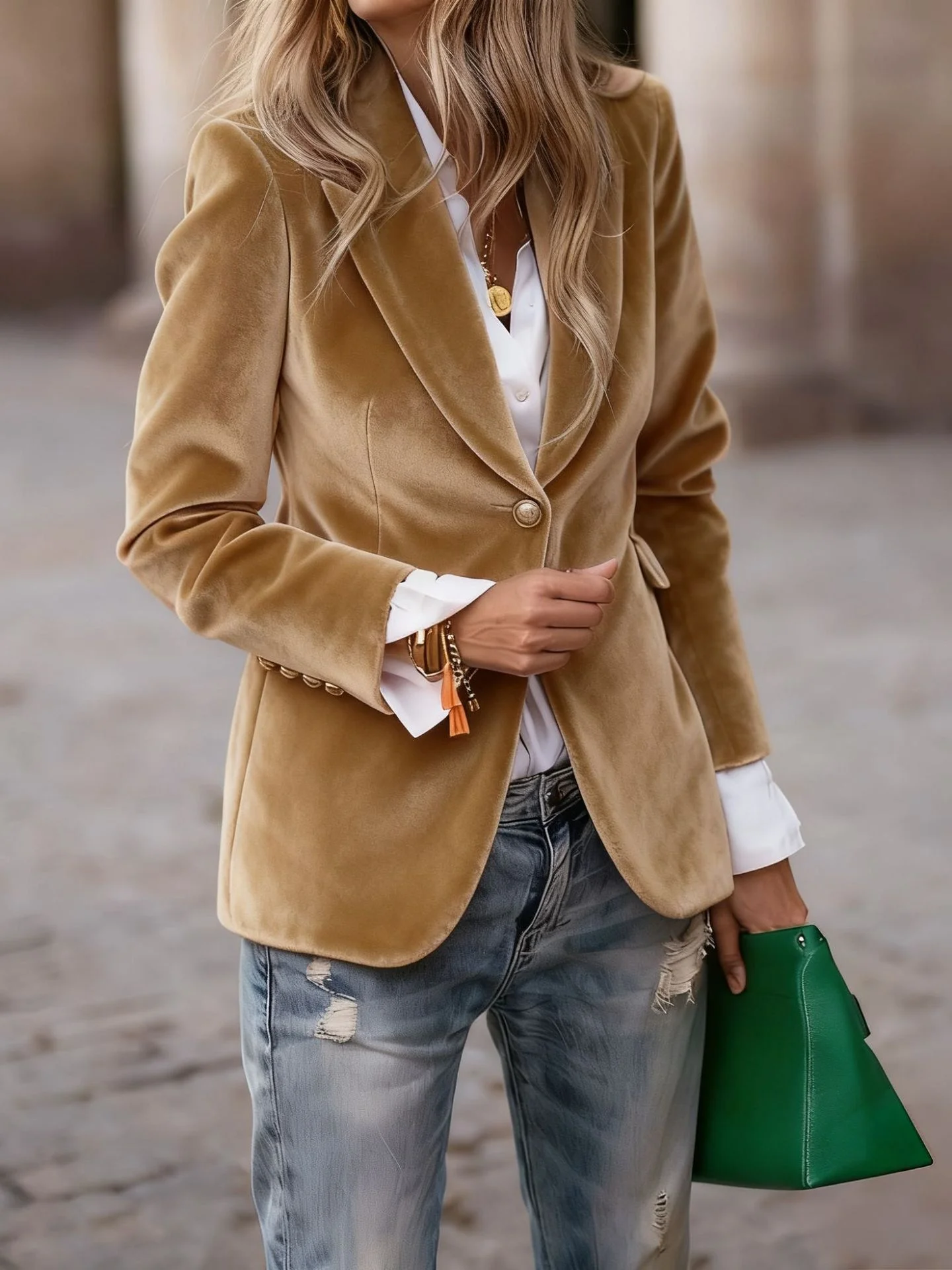 Damen Unifarben Frühling/Herbst Oberbekleidung Retro Nahtverarbeitung Langarm Reverskragen Regelmäßig Blazer