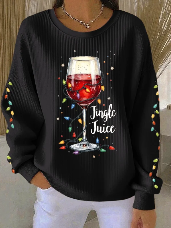 Lässig Rundhals Weihnachten Sweatshirt Print