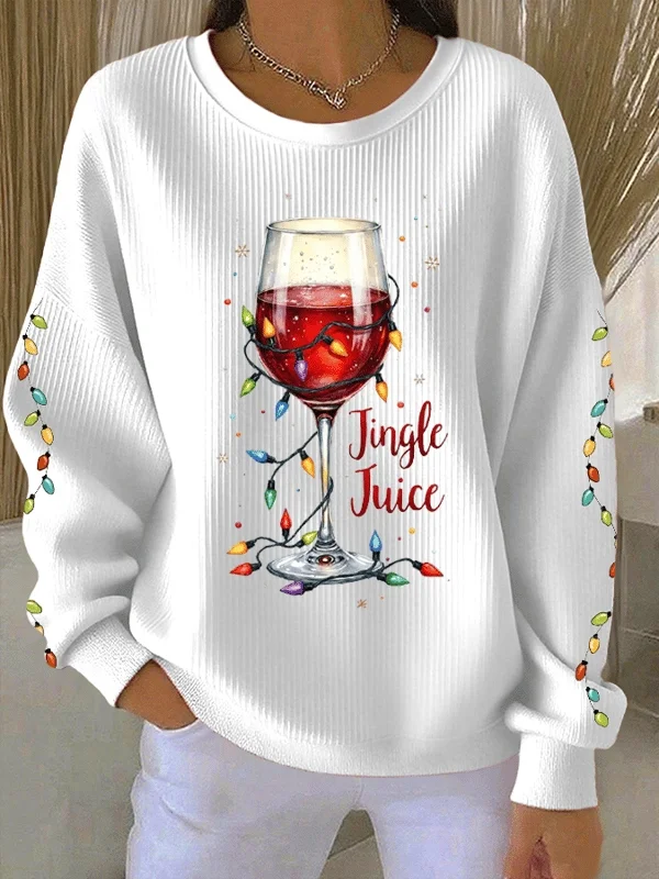 Lässig Rundhals Weihnachten Sweatshirt Print