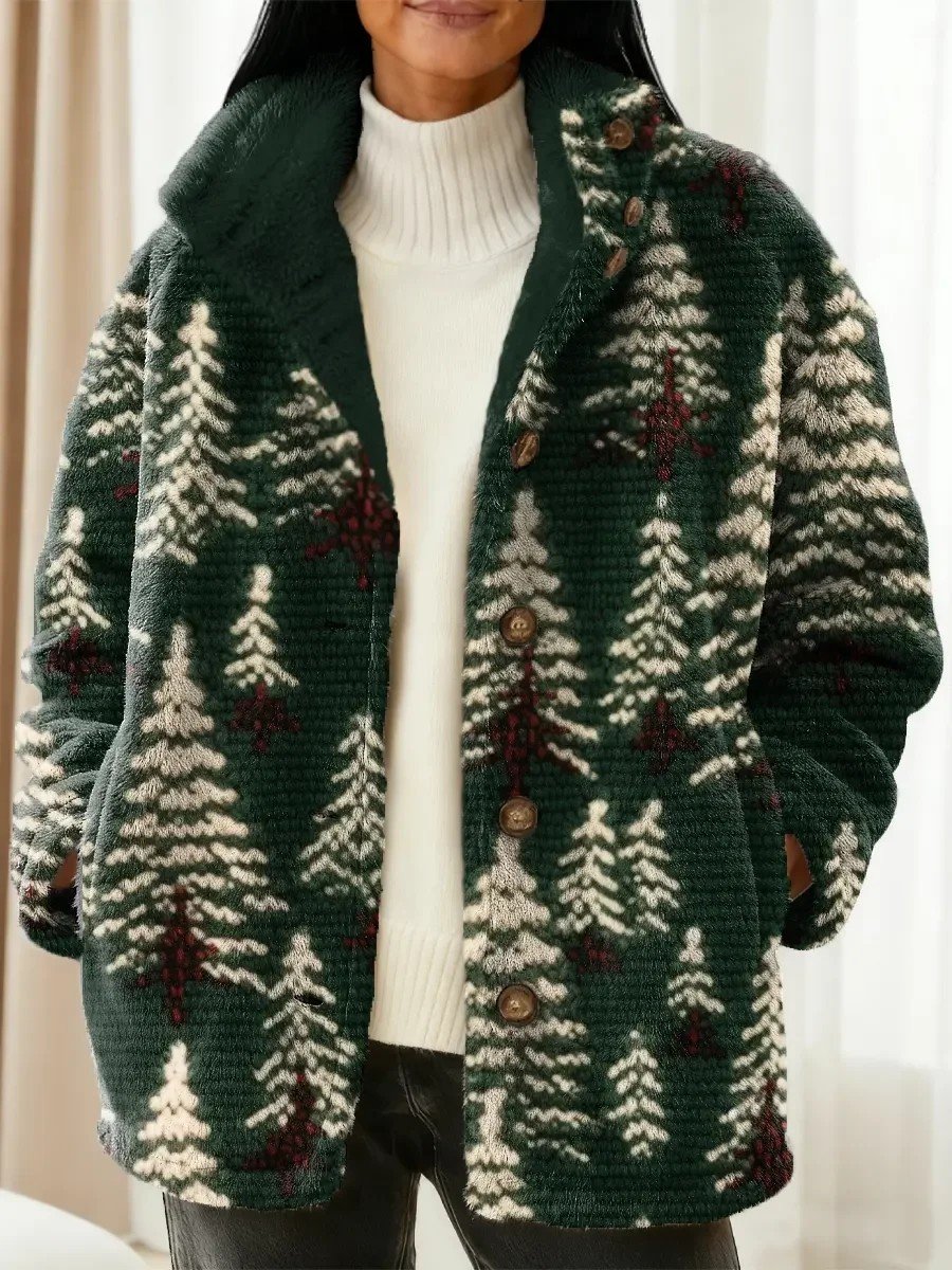 Damen Winter Oberbekleidung Retro Weihnachten Langarm Jacke