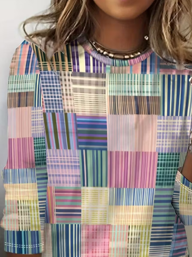 Lässig Abstrakt Rundhals Langarm T-Shirt