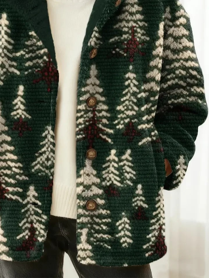 Damen Winter Oberbekleidung Retro Weihnachten Langarm Jacke