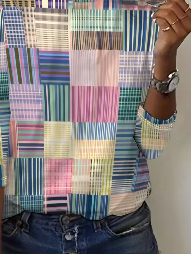 Lässig Abstrakt Rundhals Langarm T-Shirt