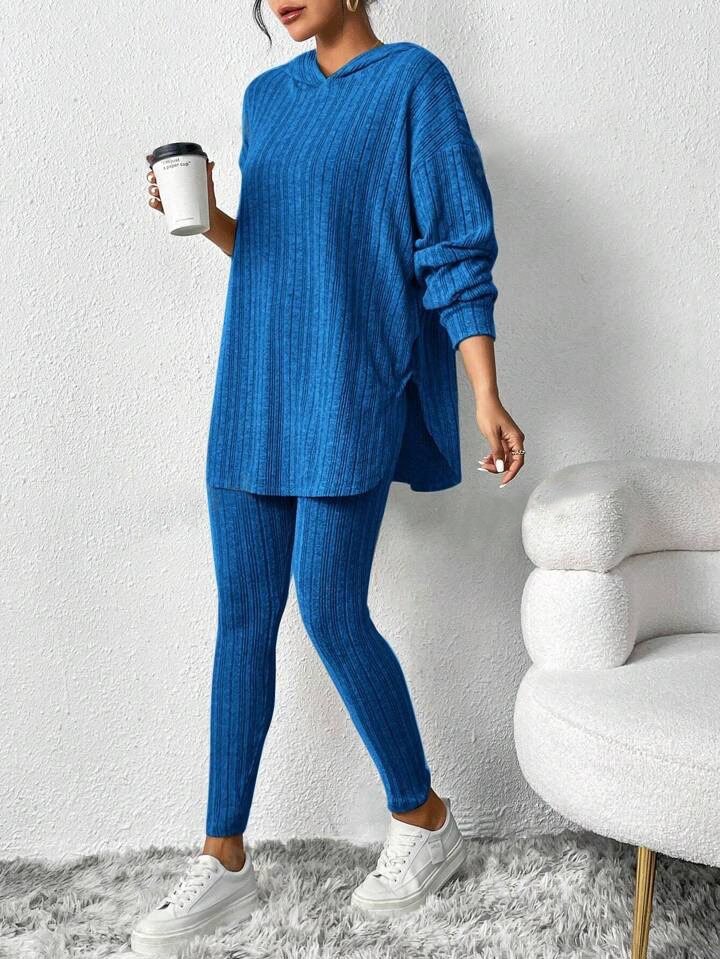 Damen Unifarben Geprägt Zweiteiliges Set Täglich Langarm Lässig Frühling/Herbst Bluse mit Hose Matching Set